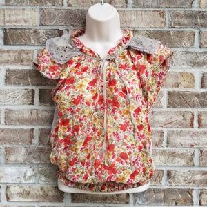 Anthro》Tiny》Silk Blend Floral Popover Blouse